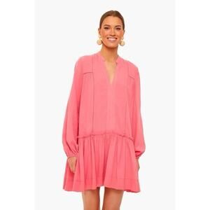 Tuckernuck Pomander Place Ophelia Dress M Pink Balloon Sleeve Tiered Boho Resort